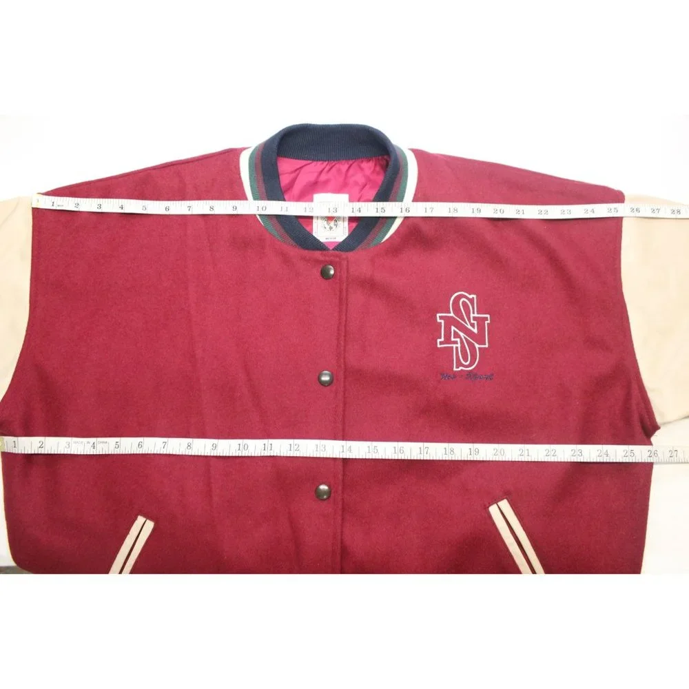 Vintage Neo-Sport USA made men's snap front wool leather varsity‎ jacket M USA